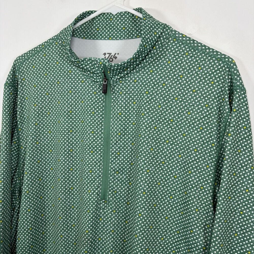 1764 Golf 1/4 Zip Pullover Mens Medium Green Yellow Masters Colors Geometric AOP